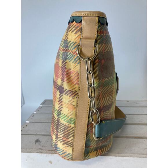 DOONEY & BOURKE COLORFUL COATED CANVAS PLAID SHOULDER BAG - Picture 5 of 16